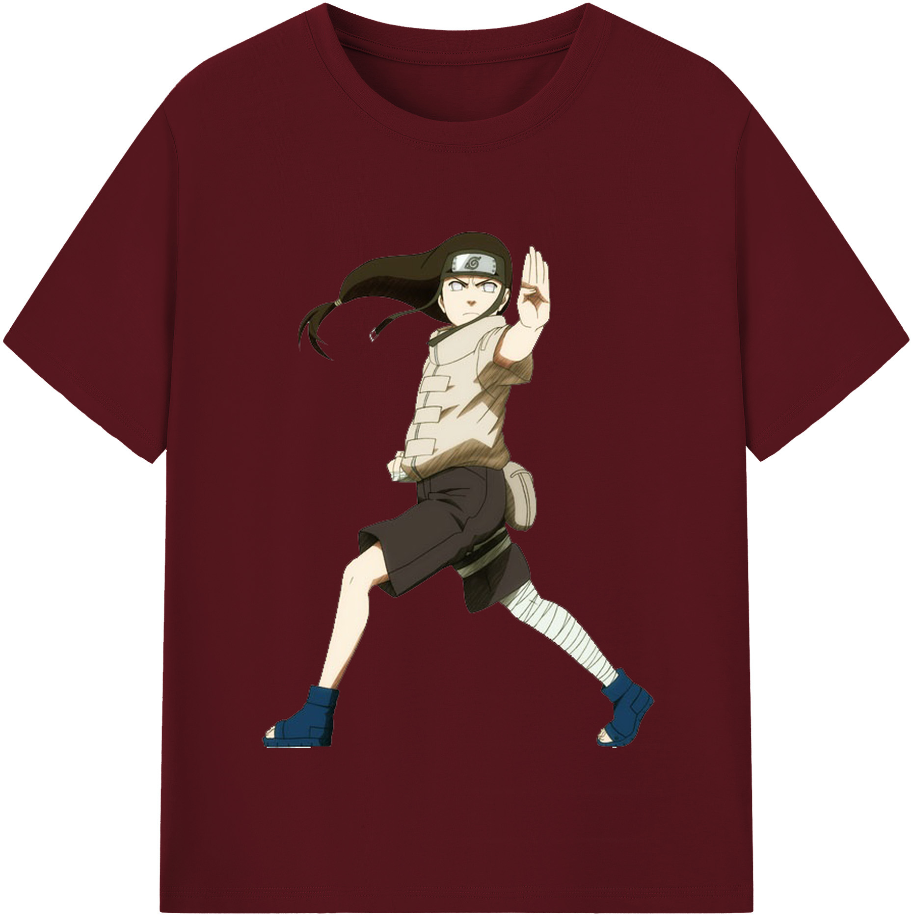 （画像用） NARUTO -ナルト- 日向ネジ Hyūga Neji 綿100％半袖Tシャツ（フロントプリント）